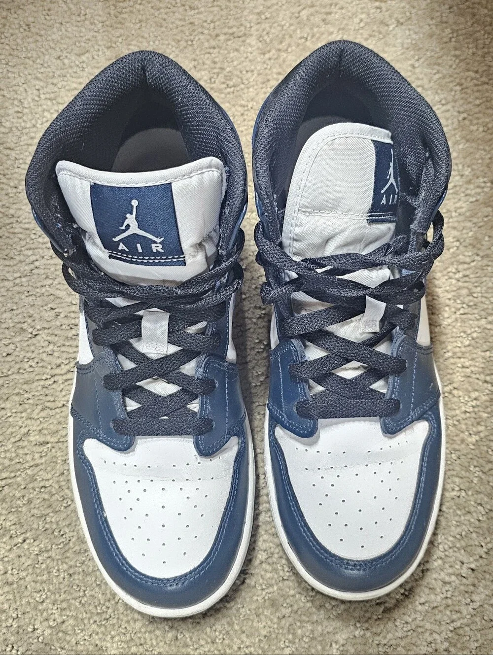 Jordan Men’s Mid-Top Sneakers in Navy and White